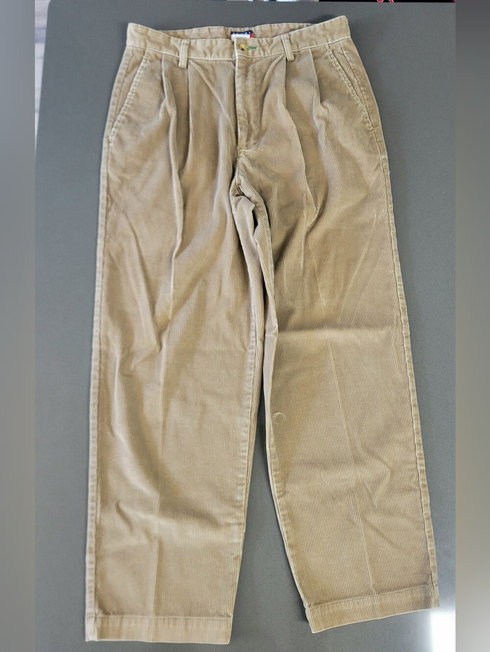 Vintage Tommy Hilfiger Pleated Corduroy Pants Tan Beige 32x30 90s Retro Y2K
